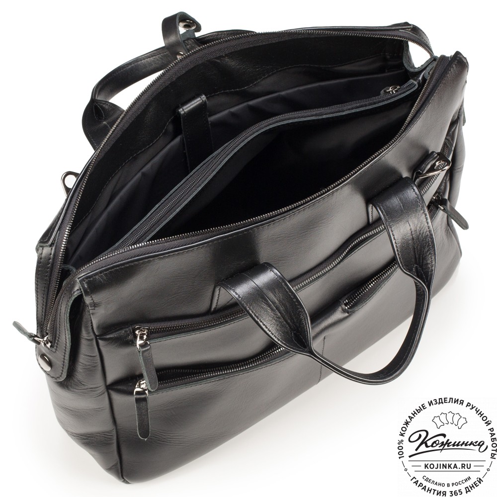 Кожаная деловая сумка "Марк" (черная)