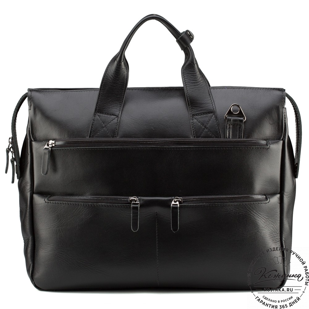 Кожаная деловая сумка "Марк" (черная)