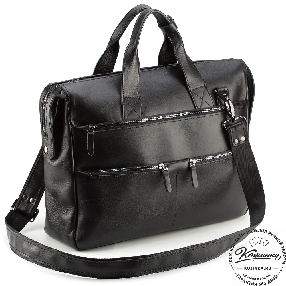 Кожаная деловая сумка "Марк" (черная)