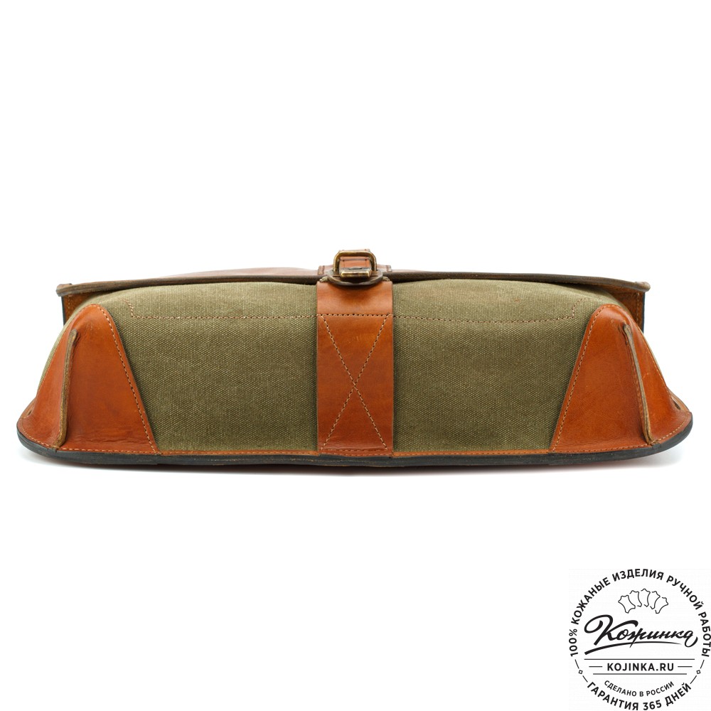 Портфель из кожи и брезента "Крокер" (коричневый с зеленым)