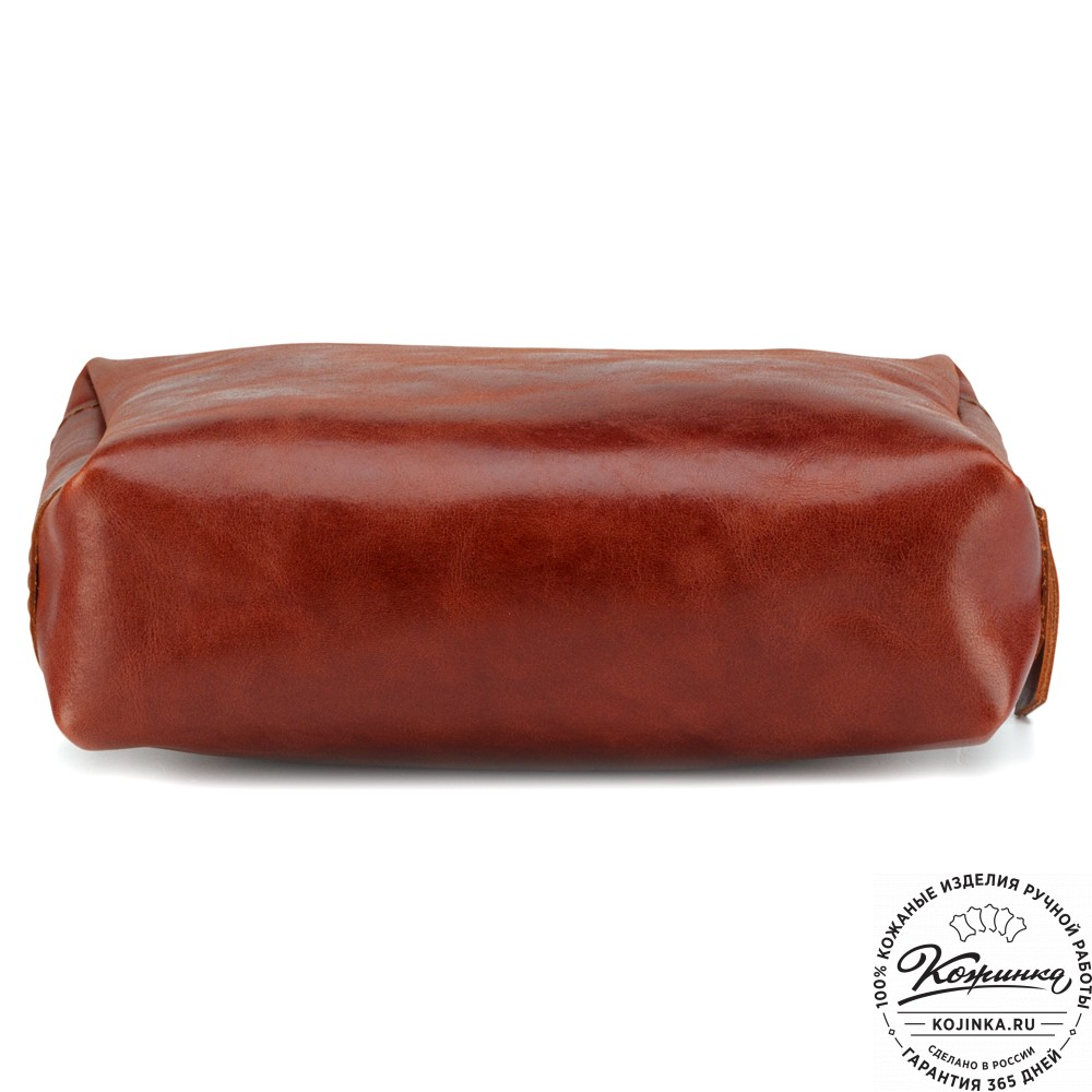 Кожаная косметичка "Прима" (рыжий глянец)