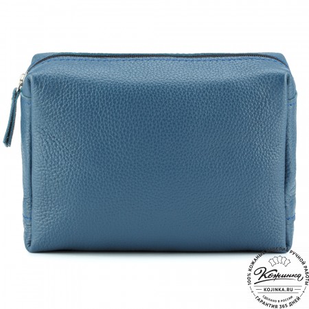 Кожаная косметичка "Прима" (синяя)