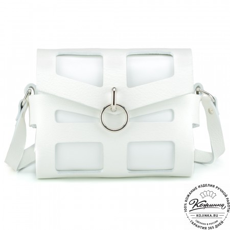 Женская кожаная сумка "Кортни" (белая) 