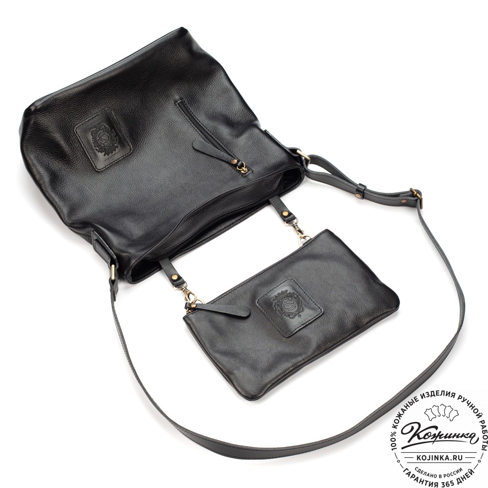 Женская кожаная сумка "Мальва" (чёрная)