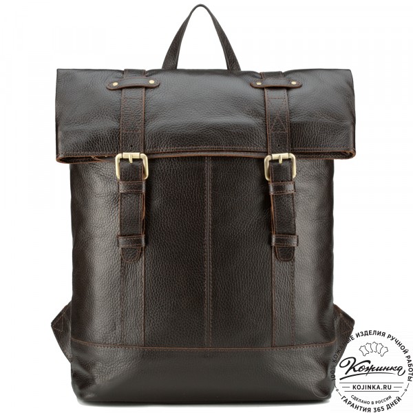 Кожаный рюкзак "Бэнжамин" (тёмно-коричневый). фото 1