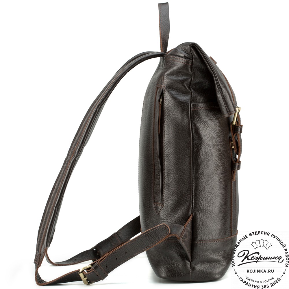 Кожаный рюкзак "Бэнжамин" (тёмно-коричневый)