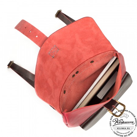 Кожаный рюкзак "Gray" (красный)