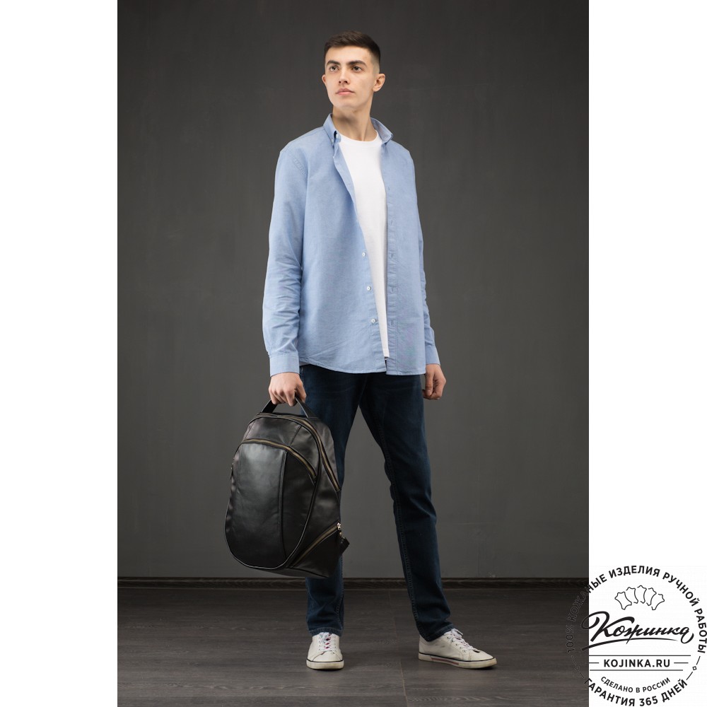 Кожаный рюкзак "Ланселот" (синяя гладкая кожа)