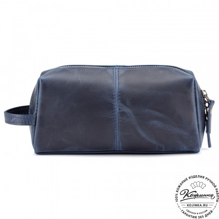Кожаный несессер "Гремлин" (синий воск)