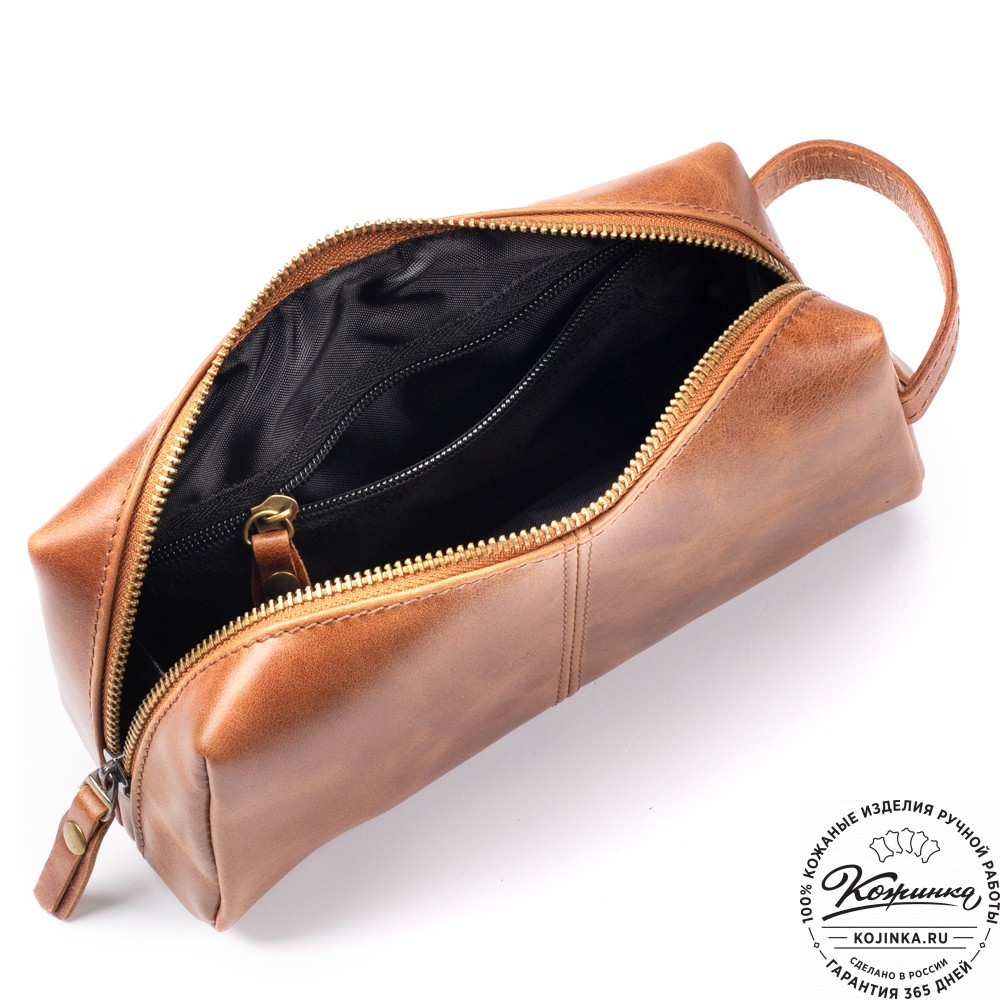 Кожаный несессер "Гремлин" (коричневый воск)