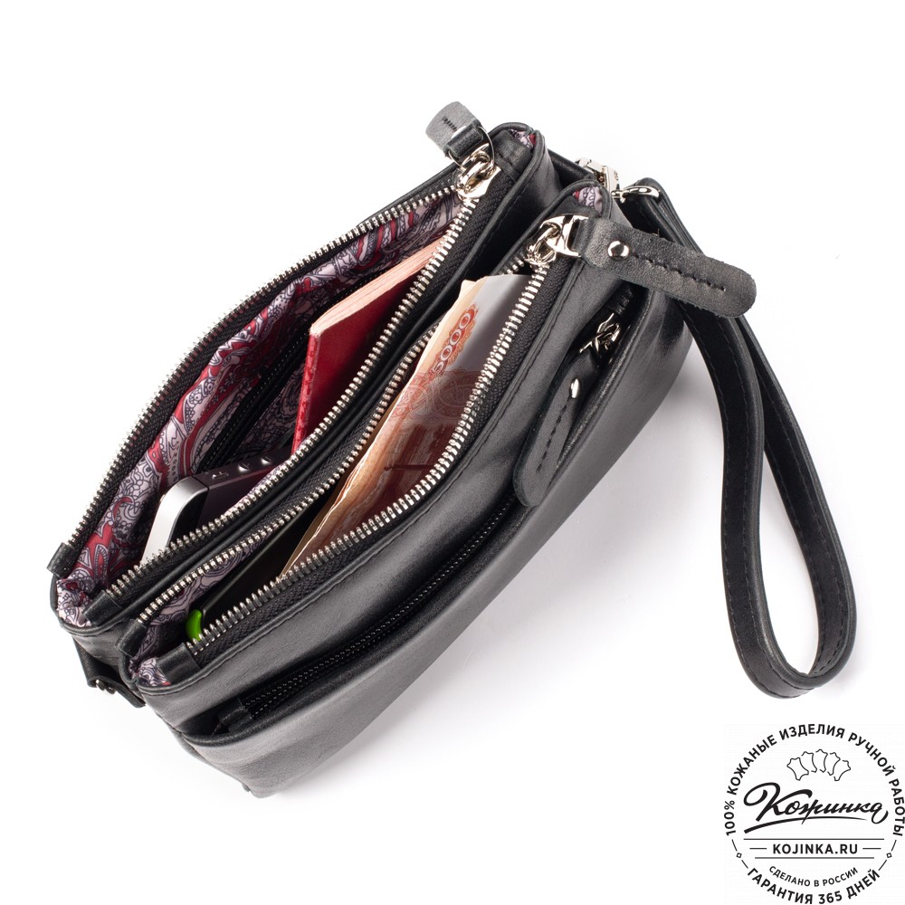 Женская кожаная сумка "Хельга" (чёрная)