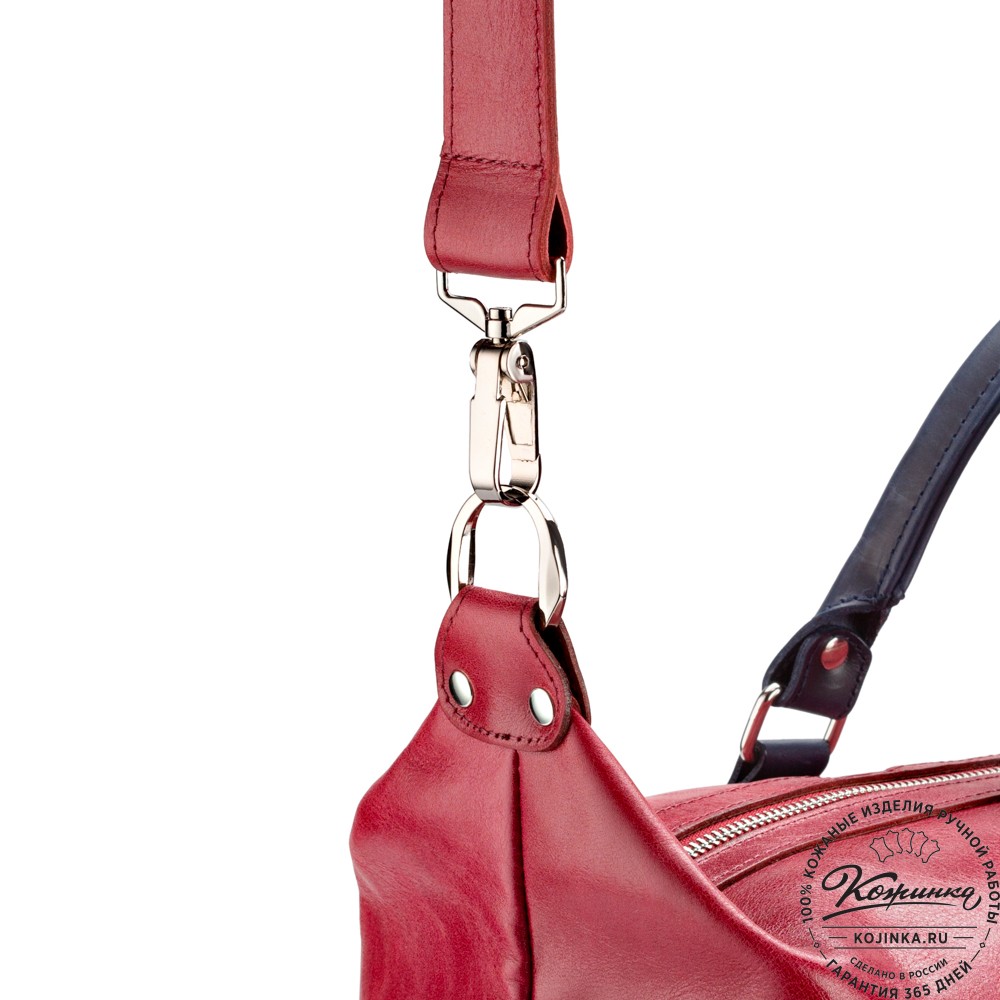 Кожаная дорожная сумка "Магнум" (красная с синим)