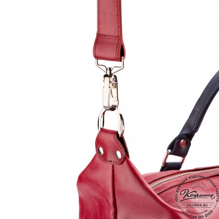 Кожаная дорожная сумка "Магнум" (красная с синим)