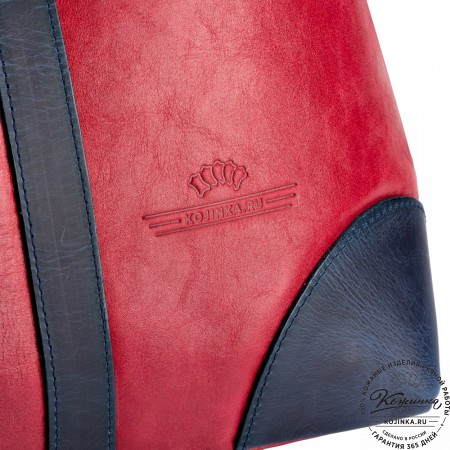 Кожаная дорожная сумка "Магнум" (красная с синим)