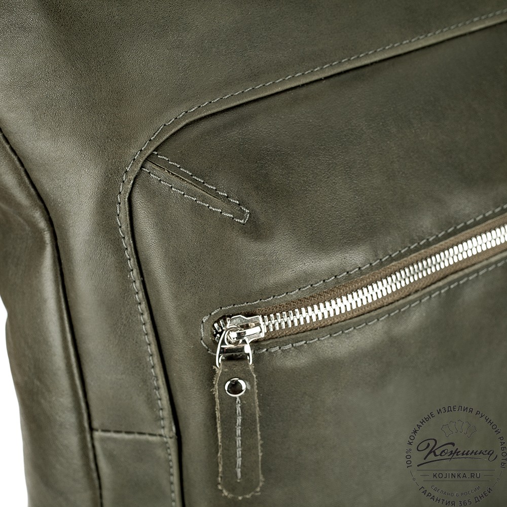 Кожаный рюкзак "Верса" (хаки гладкая кожа) 