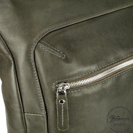 Кожаный рюкзак "Верса" (хаки гладкая кожа) 