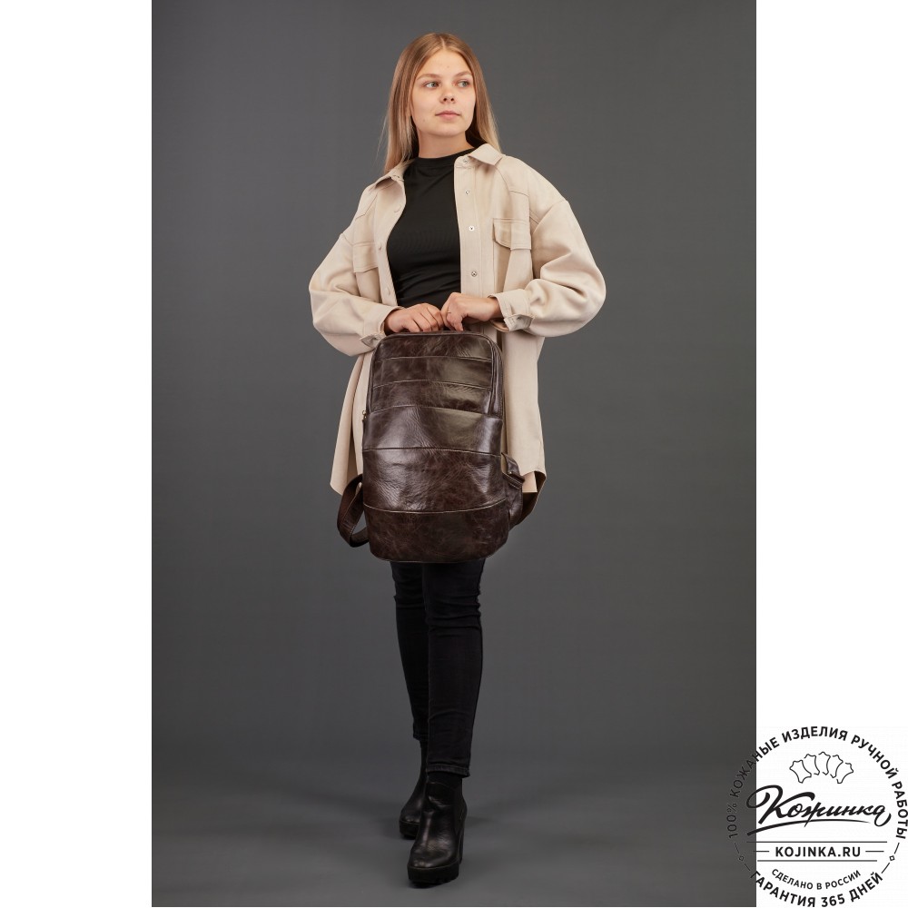 Кожаный рюкзак "Беверли" (рыжий)