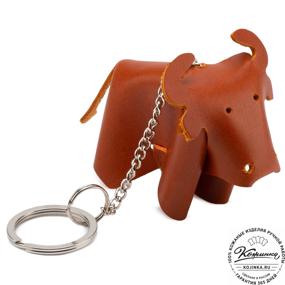 Кожаный брелок "Бычок" (рыжий)