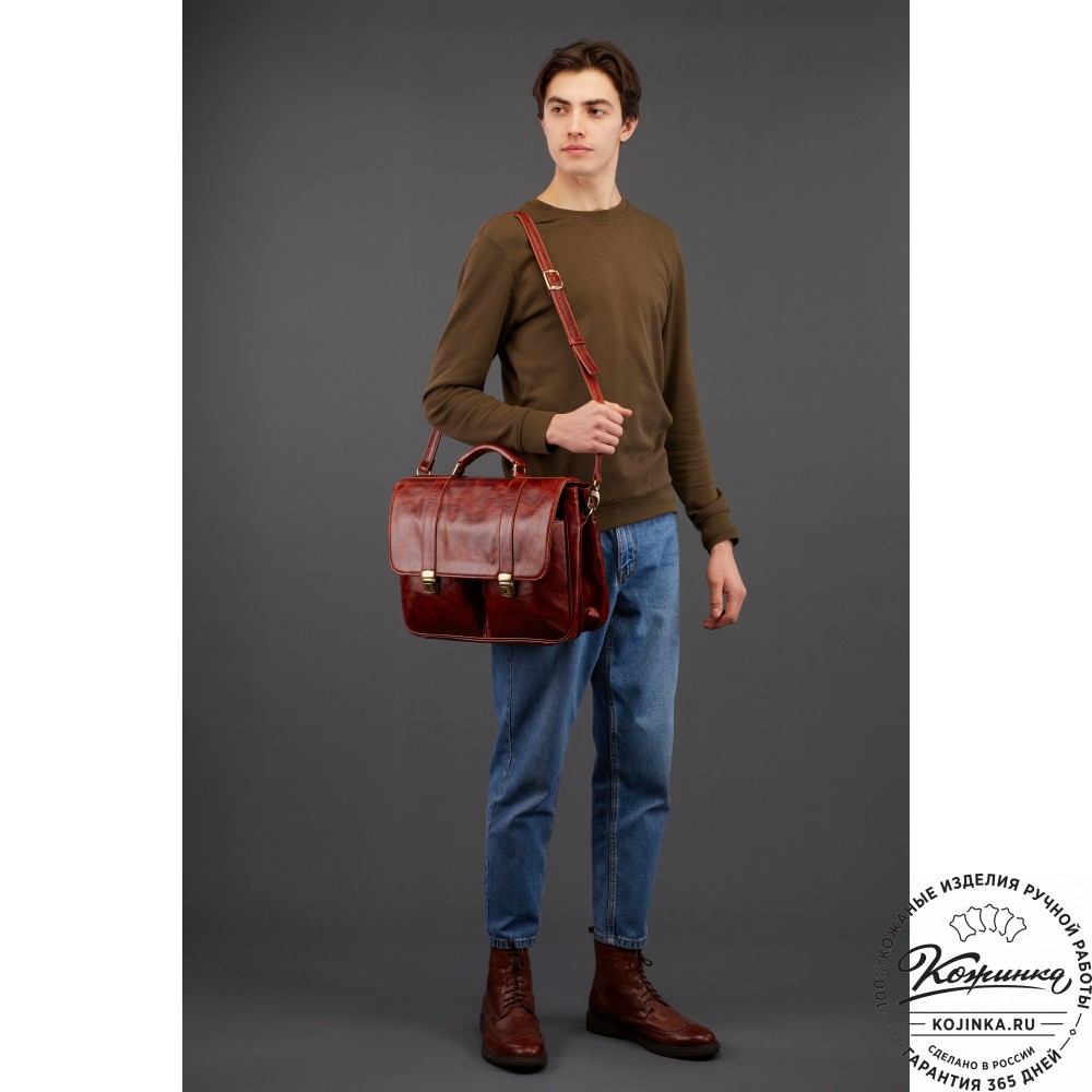 Кожаный портфель "Джозеф" (рыжий антик)