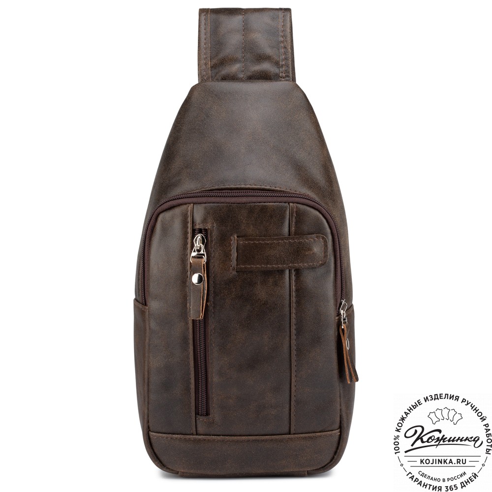 Кожаная нагрудная сумка "Ватикан" (коричневая наппа)