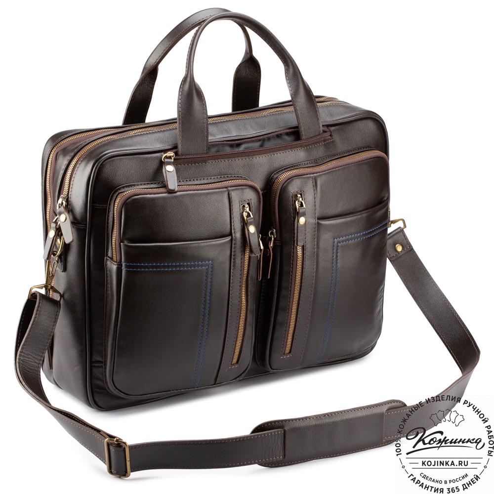 Кожаная деловая сумка "Максимилиан" (темно-коричневая)