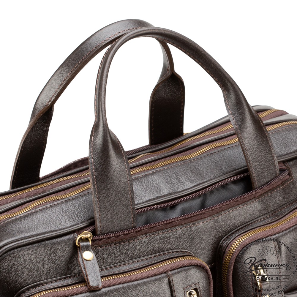 Кожаная деловая сумка "Максимилиан" (темно-коричневая)