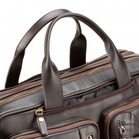 Кожаная деловая сумка "Максимилиан" (темно-коричневая)