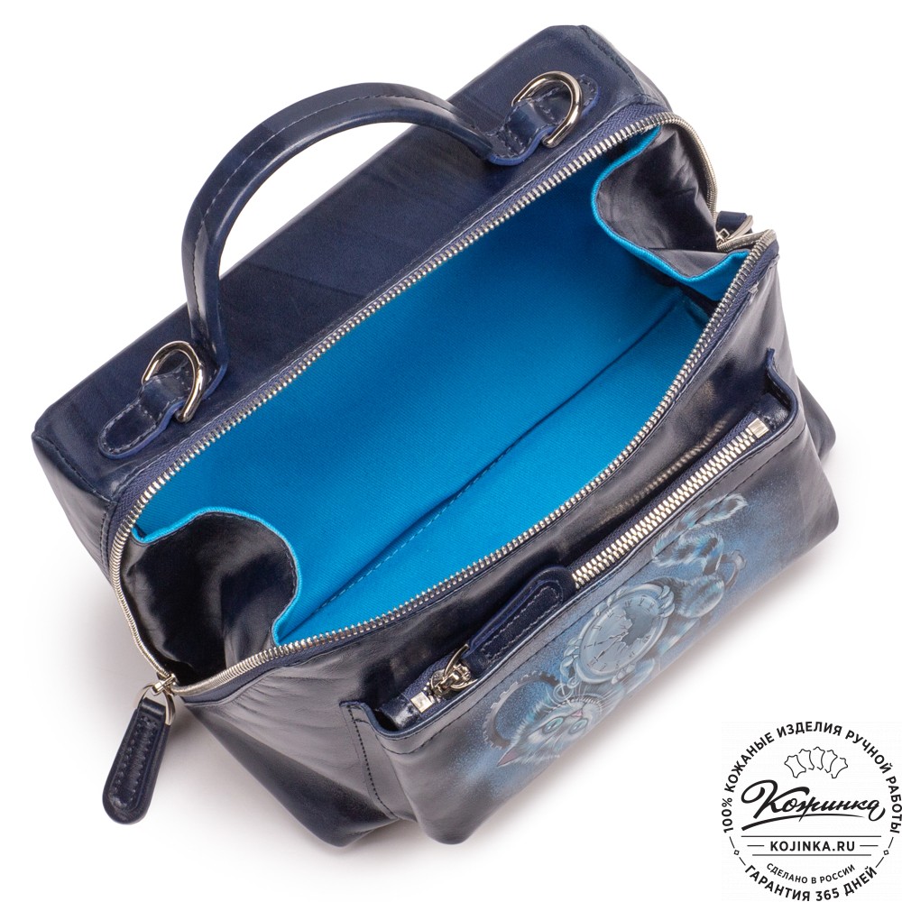 Женская кожаная сумка "Крис" "Чеширский кот перевернутый"