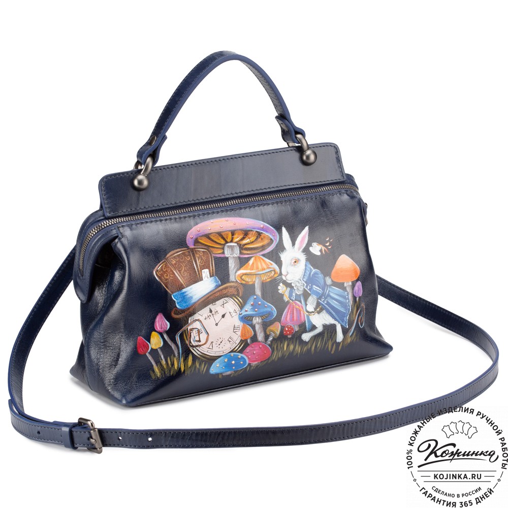 Женская кожаная сумка "Орнелла" "Алиса в стране чудес"