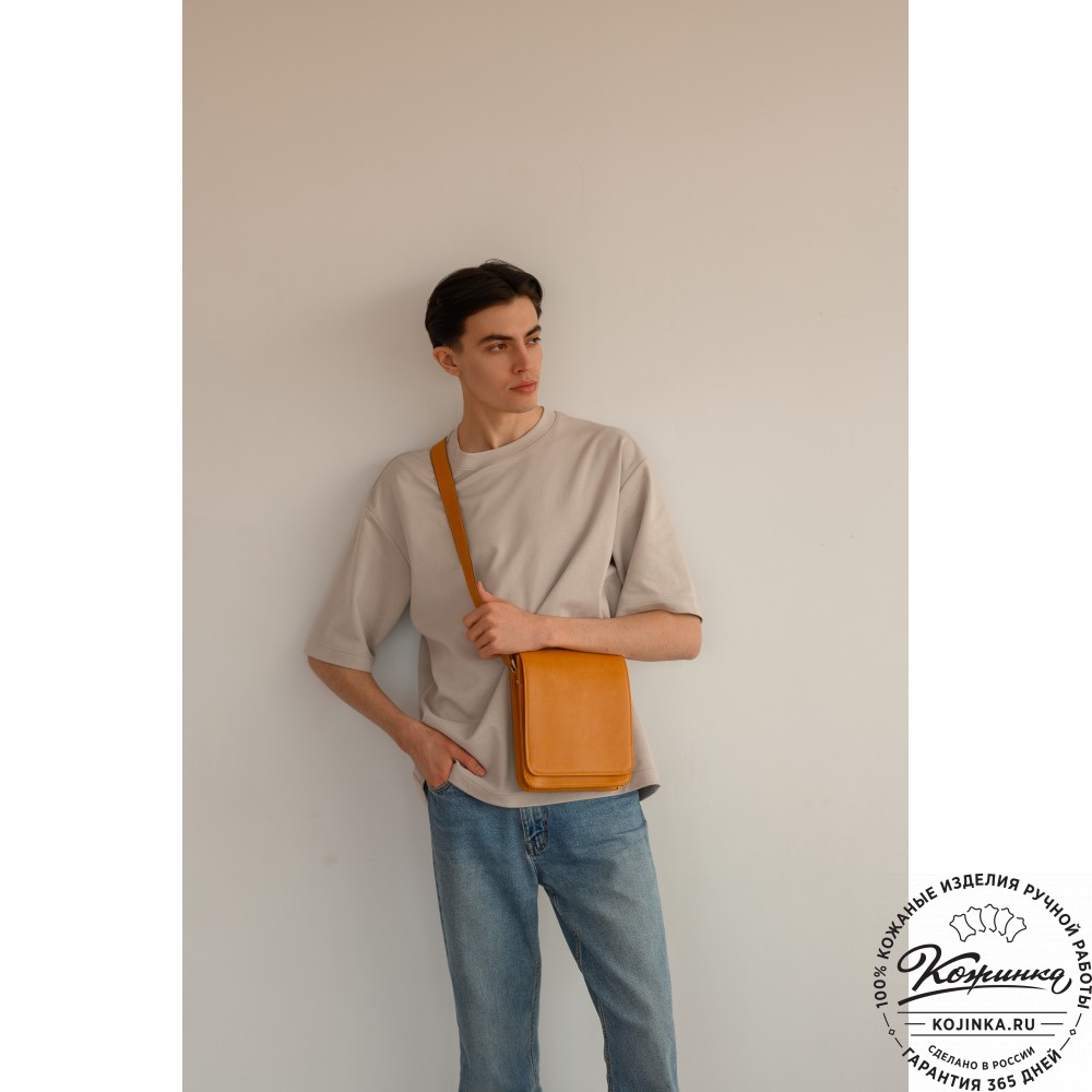 Мужская кожаная сумка "Таллин" (олива)