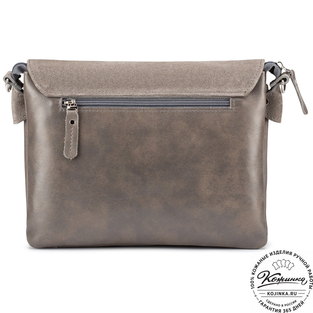 Женская сумка из кожи и замши "Мишель" (серая)