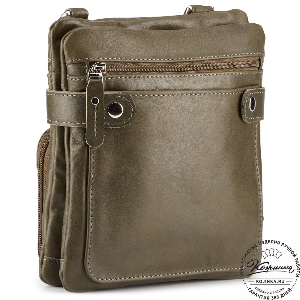Кожаная сумка "Феликс" (хаки гладкая кожа) 