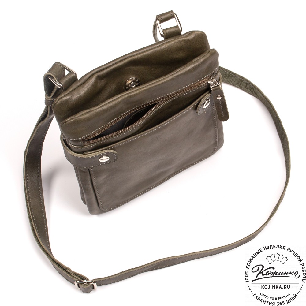 Кожаная сумка "Феликс" (хаки гладкая кожа) 