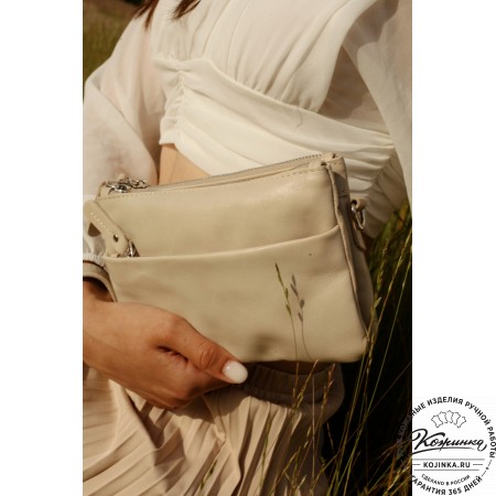 Женская кожаная сумка "Хельга" (бежевая)