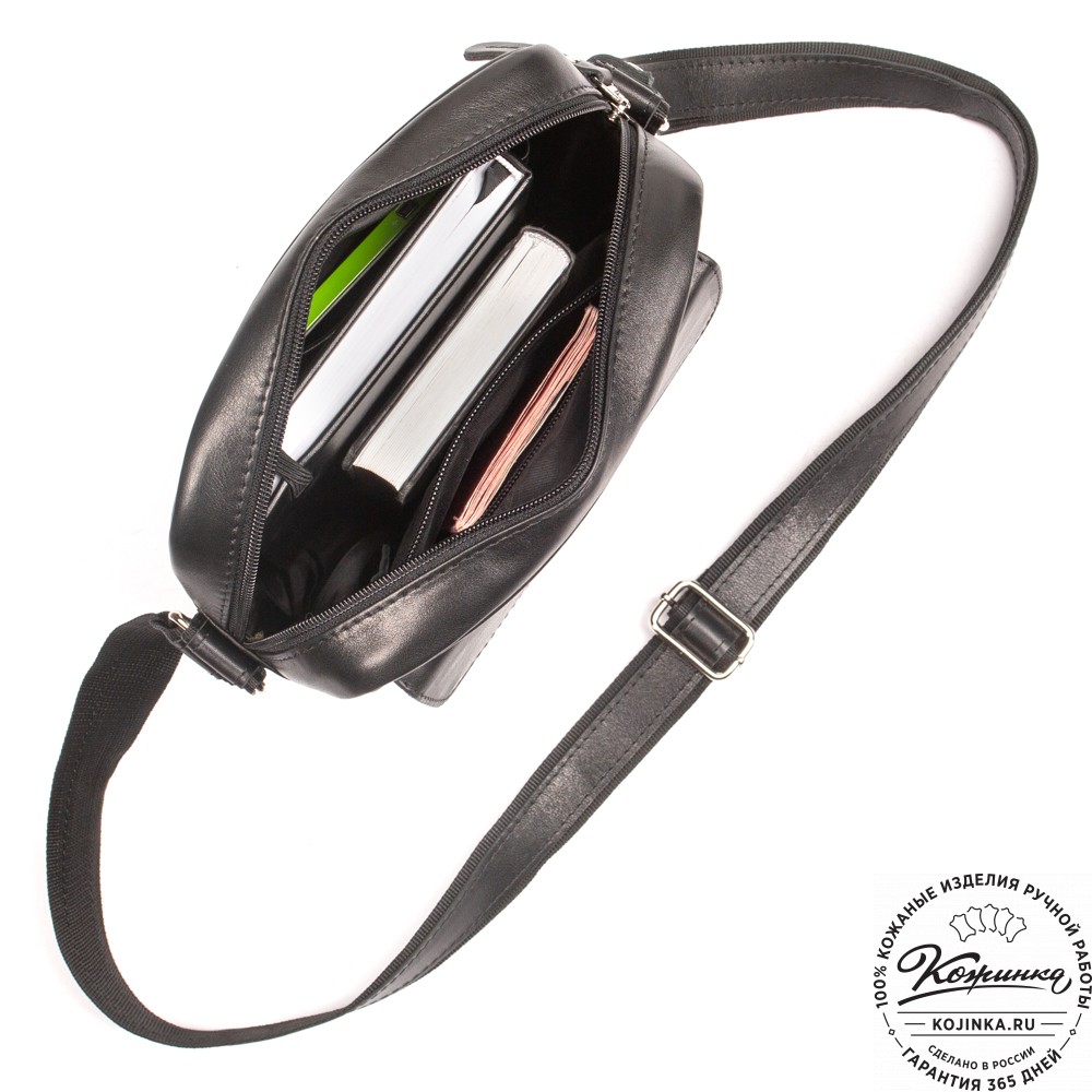 Кожаная сумка "Канада" (чёрная гладкая кожа)