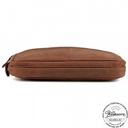 Деловая кожаная сумка "Рудольф" (коричневый крейзи фактура)