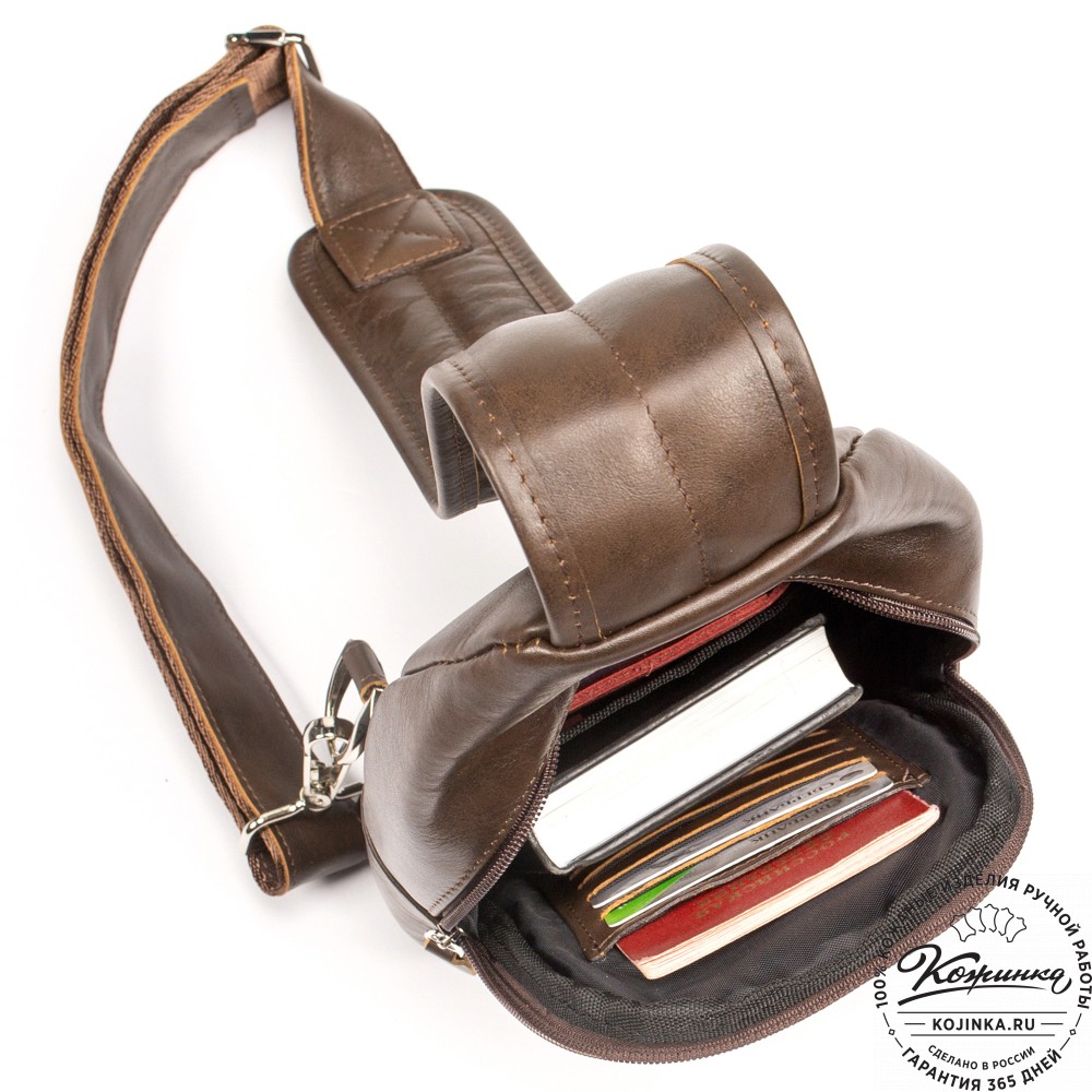Кожаная нагрудная сумка "Ватикан" (коричневая)