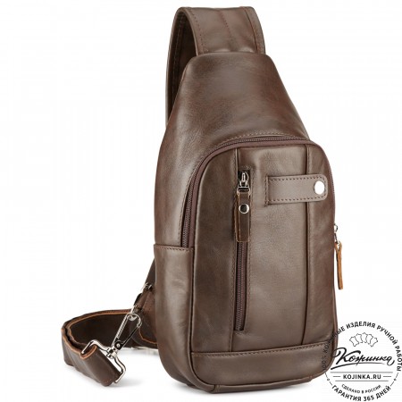 Кожаная нагрудная сумка "Ватикан" (коричневая)