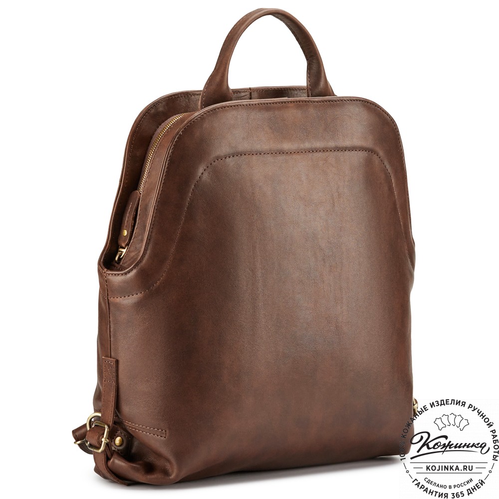 Женский кожаный рюкзак-сумка "Греция" (коричневая гладкая кожа)
