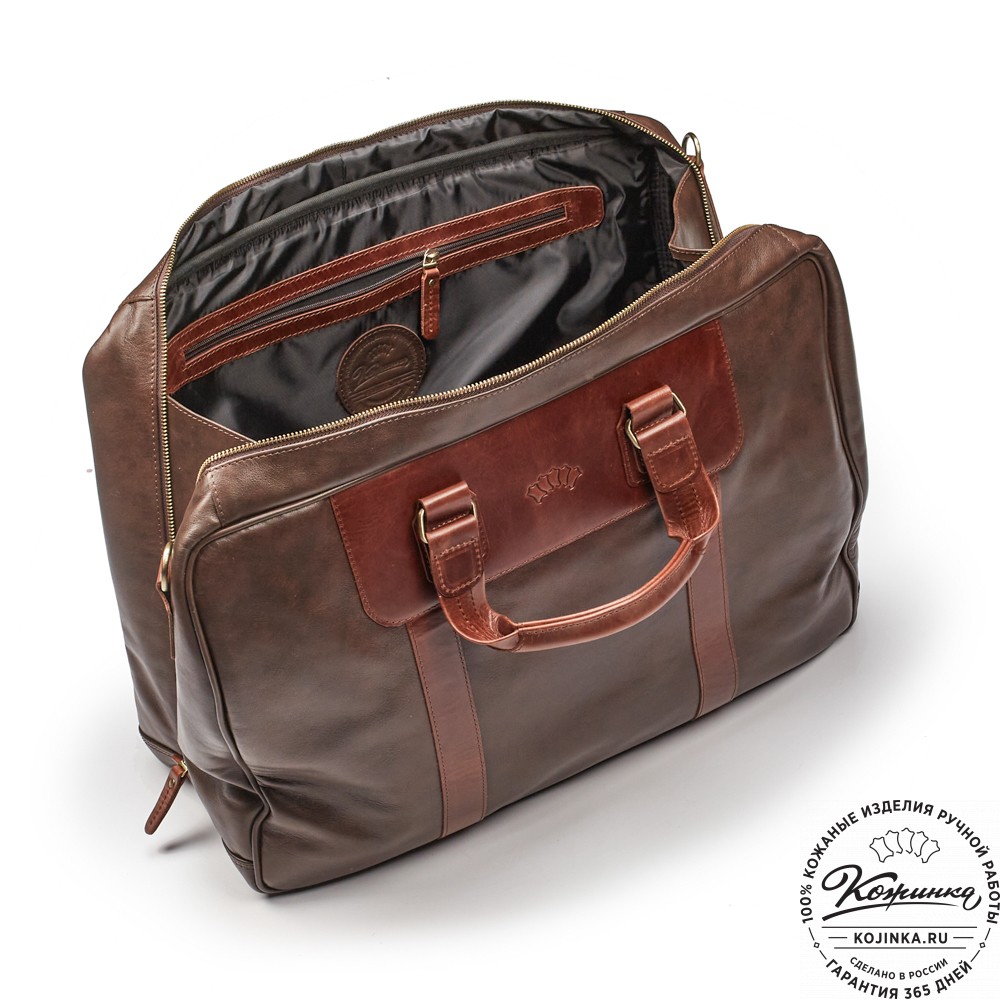 Кожаная дорожная сумка "Ирландия" (коричневая гладкая кожа)