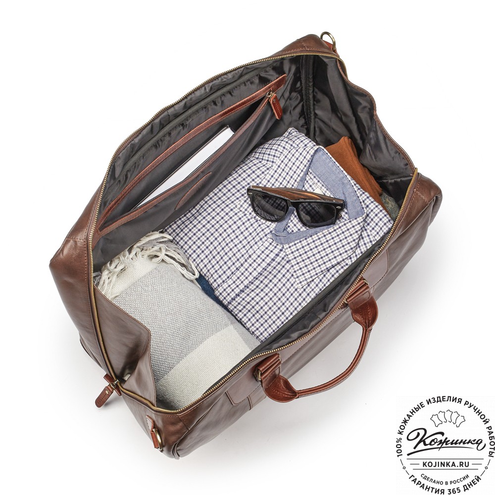 Кожаная дорожная сумка "Ирландия" (коричневая гладкая кожа)