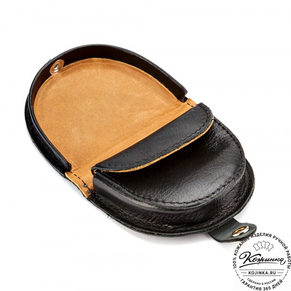 Кожаная монетница "Сицилия" (чёрная). фото 1