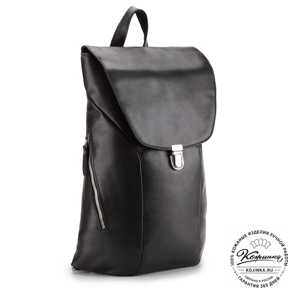 Кожаный рюкзак "Беатрис" (черная гладкая кожа)