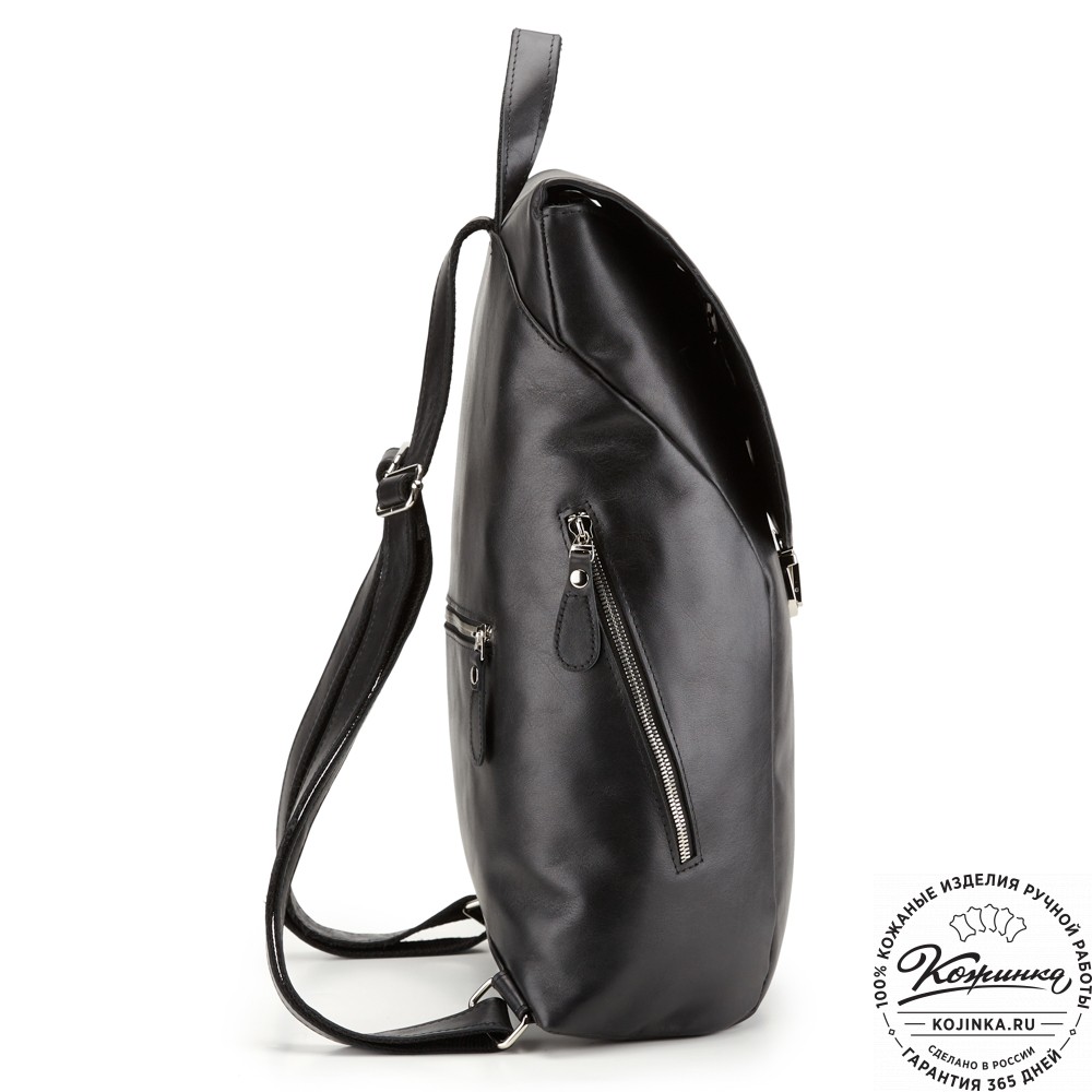 Кожаный рюкзак "Беатрис" (черная гладкая кожа)