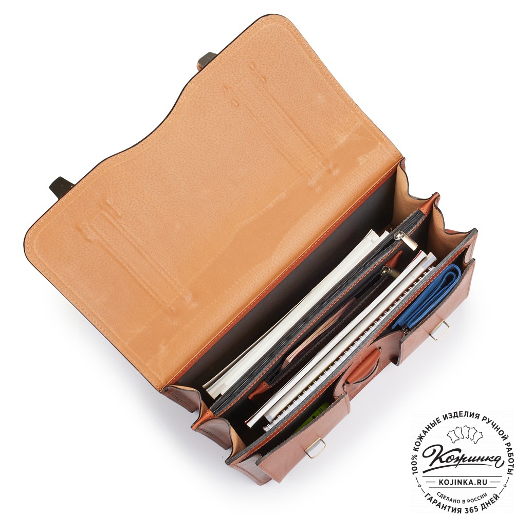 Кожаный портфель "Юрист"  (рыжий)