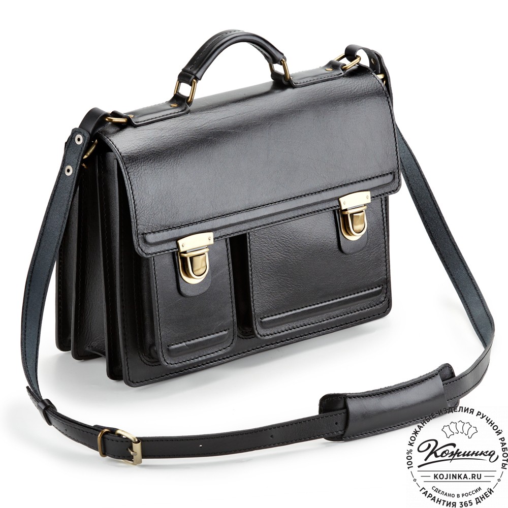 Мужской кожаный портфель "Оптима II" (чёрный)