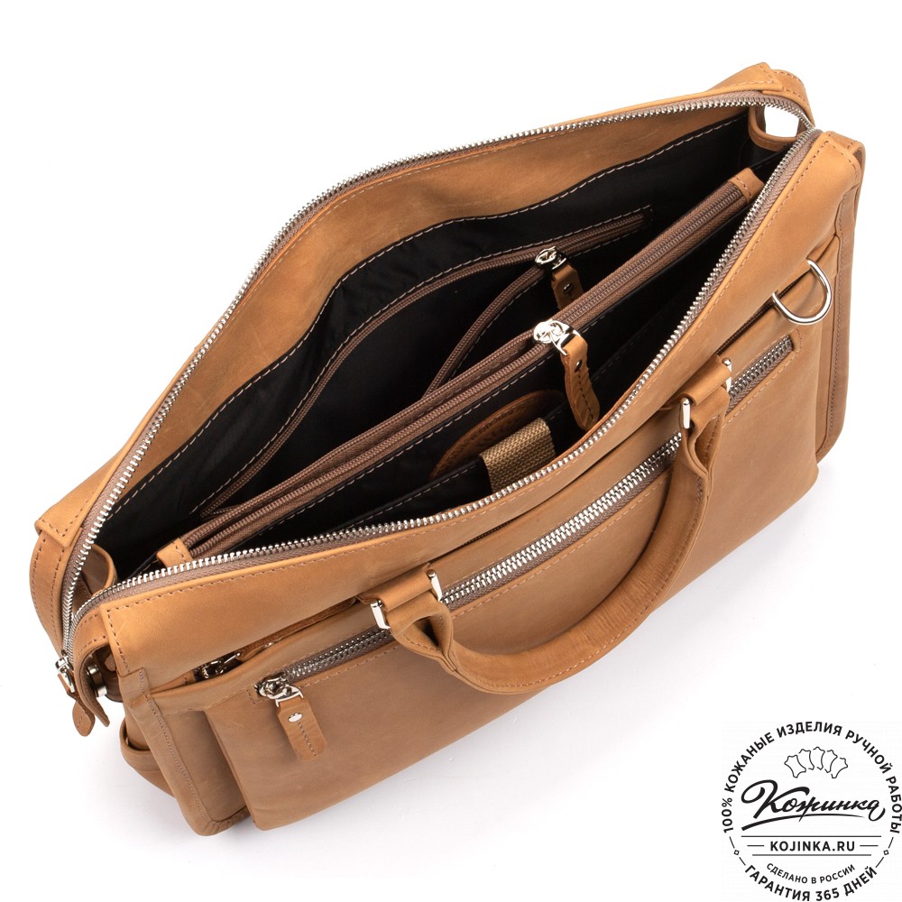 Кожаная деловая сумка "Вильямс" (коричневый крейзи) 