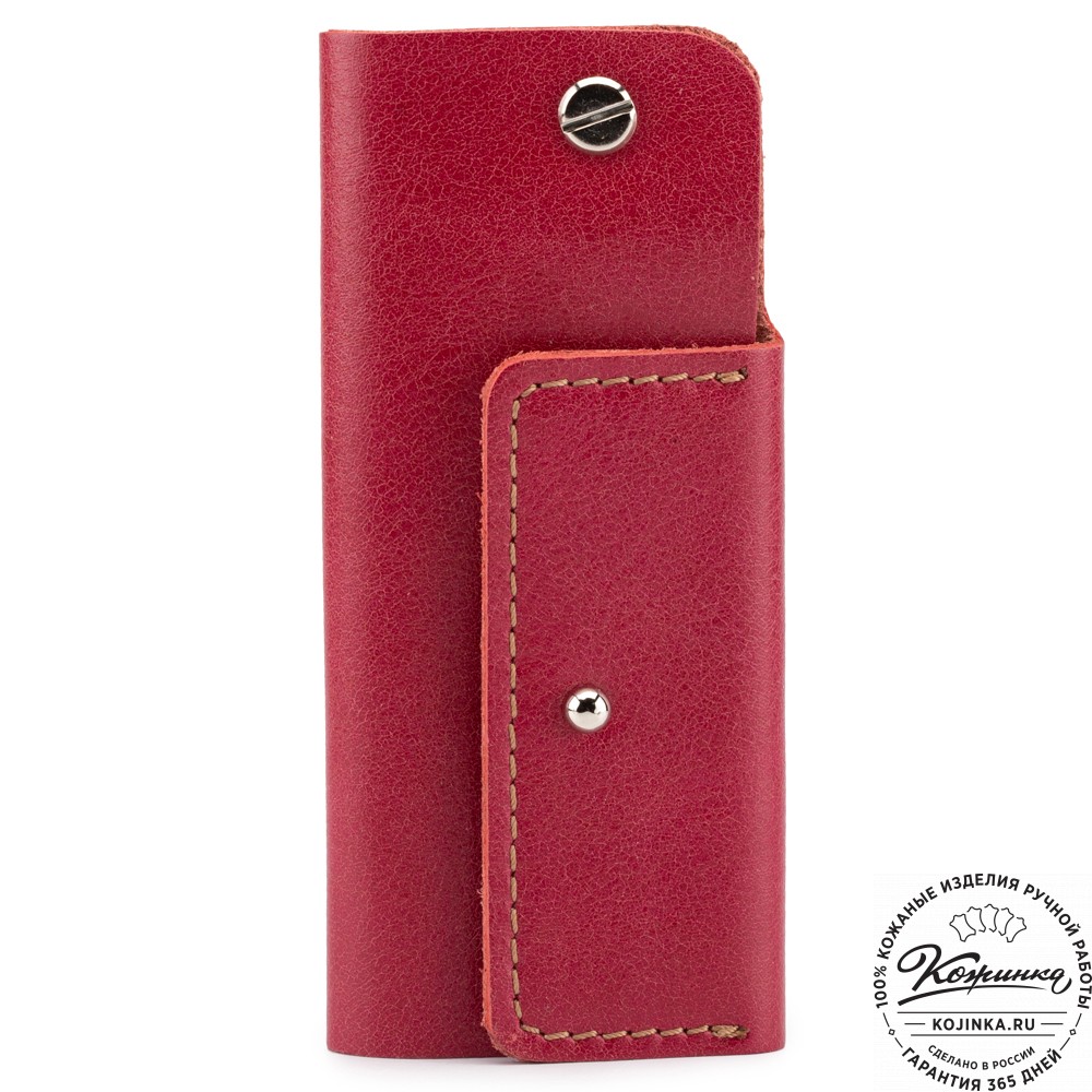 Кожаная ключница "Латвия" (красная)