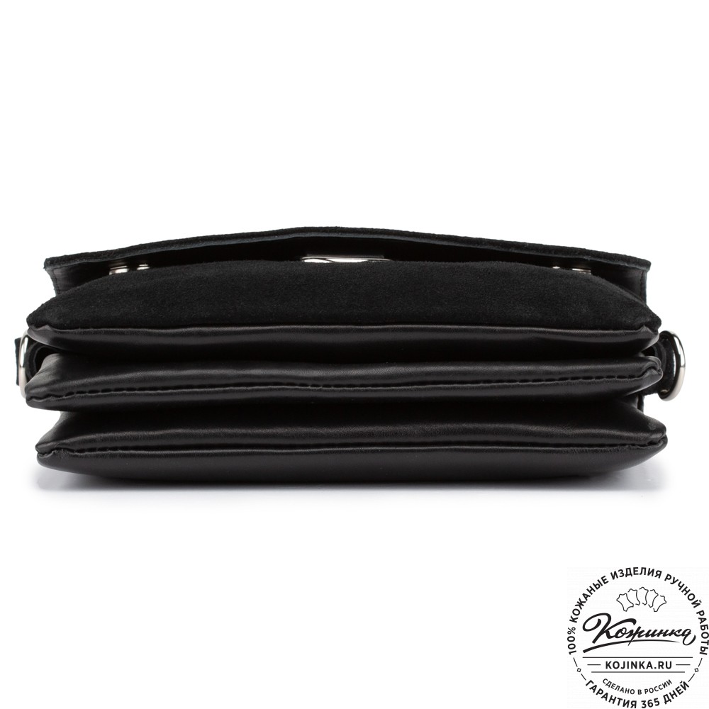 Женская сумка из кожи и замши  "Мишель мини" (чёрная)