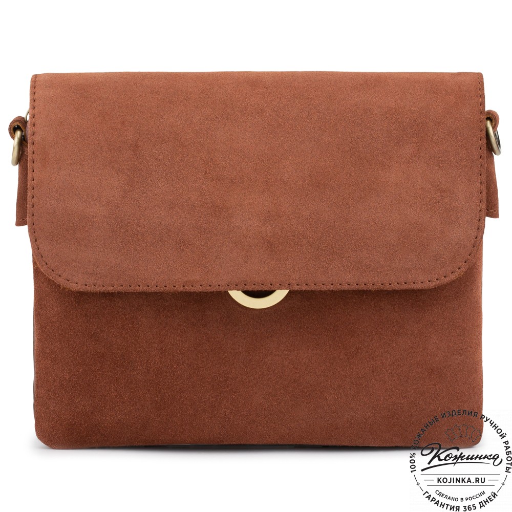 Женская сумка из кожи и замши  "Мишель мини" (коричневая)